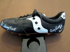RAY GUY #8 DR. HANGTIME HOF 14 RAIDERS SIGNED AUTO VTG SPOTBILT CLEAT JSA BEAUTY