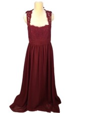 NWT Christina Wu Sz 16 Claret Red Bridesmaid Formal Prom Long Flowy Dress Pretty