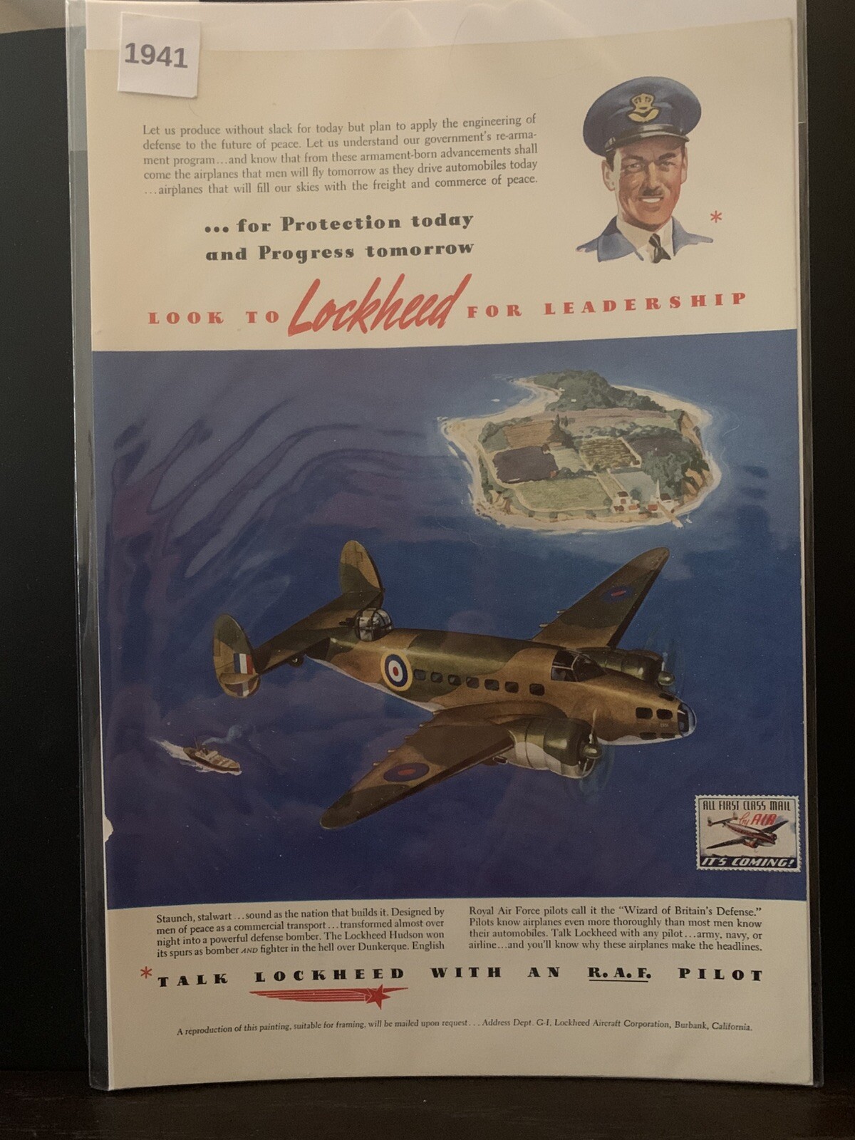 Vintage 1941 Lockheed For Protection Today Ad Advert