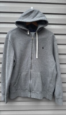 Ralph Lauren Polo Zip Up Hoodie Sweatshirt Light Gray Pony Jacket