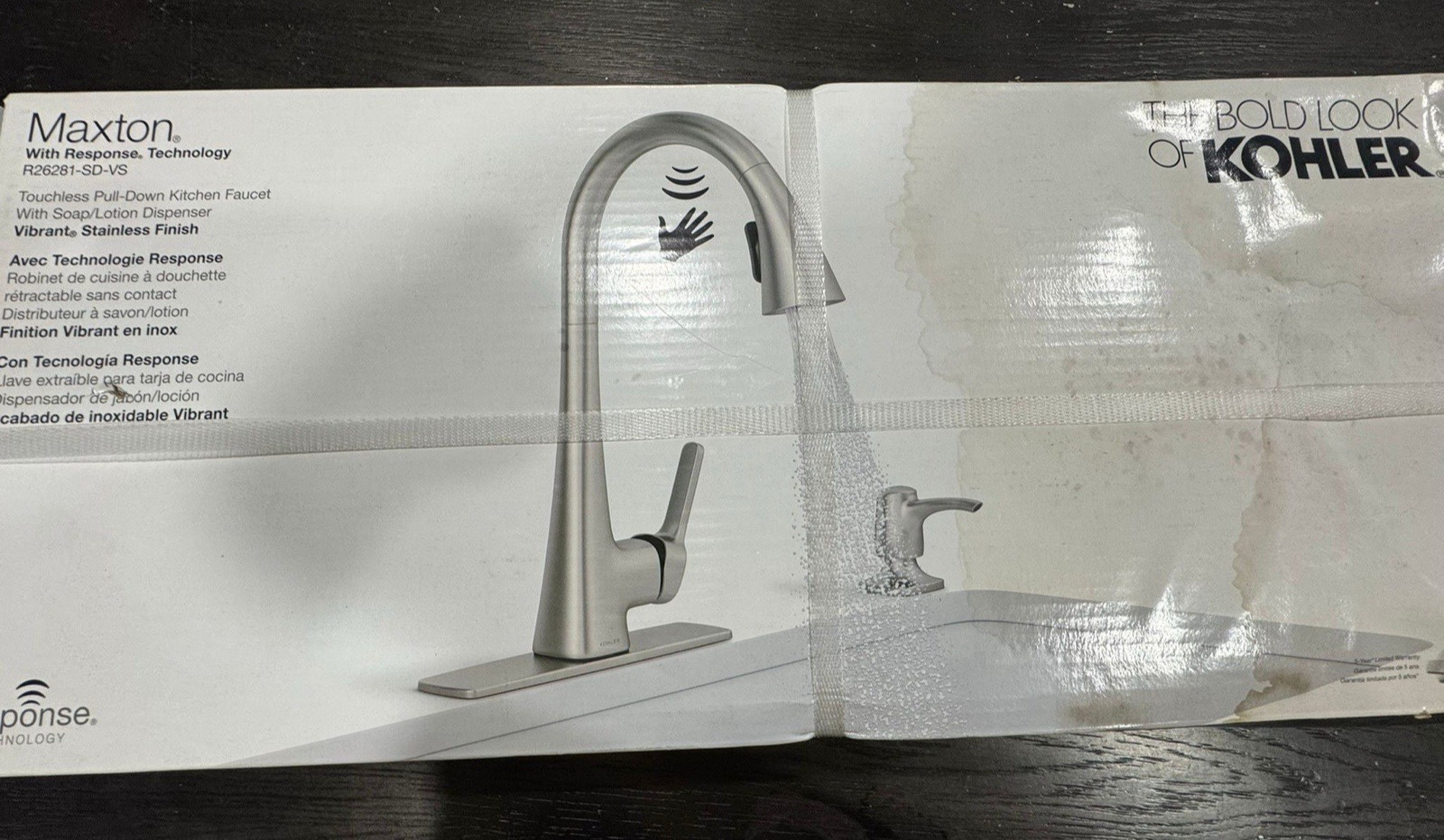 New Kohler Maxton R26281-SD-VS Deck-mount Touchless Pull-Dow