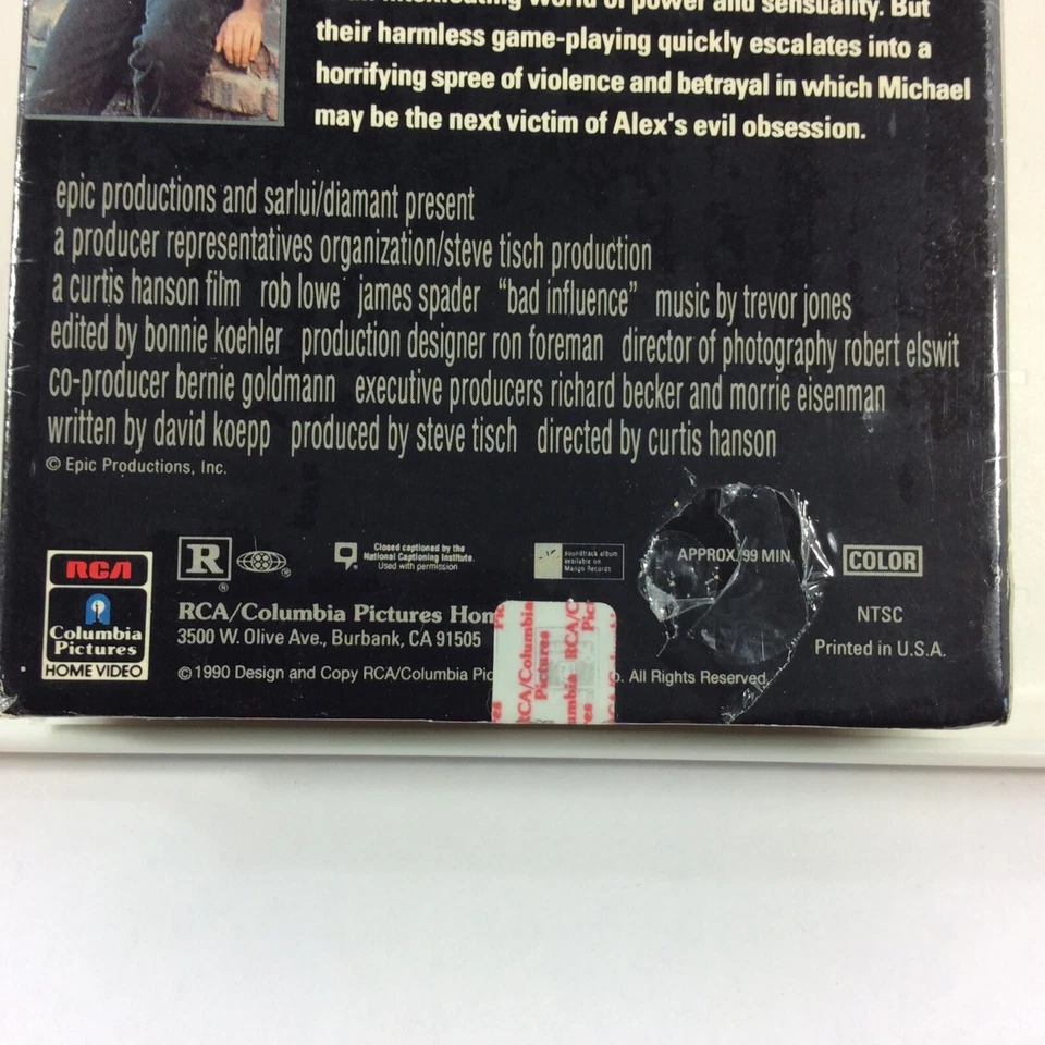 Bad Influence 1990 VHS Rob Lowe James Spader New Sealed - Image 3 of 4