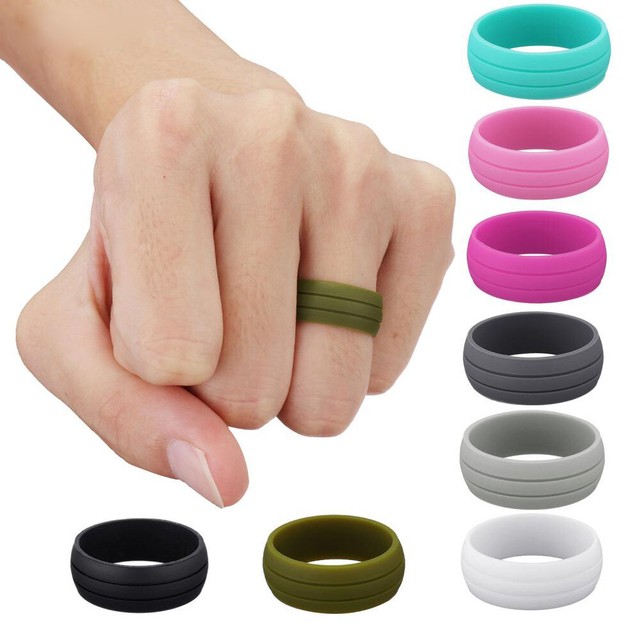 Unisex Silica Gel Wedding Engagement Solid Soft Band Ring Size 610