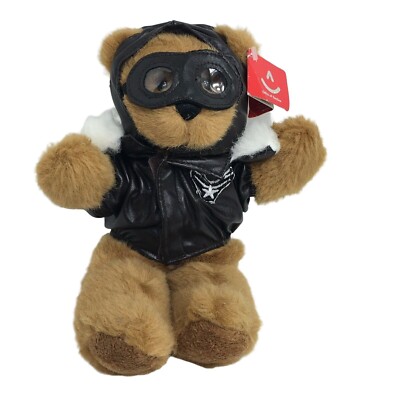 Aurora Smithsonian Institution Aviator Teddy Bear Brown Stuffed Animal 10'' Fly