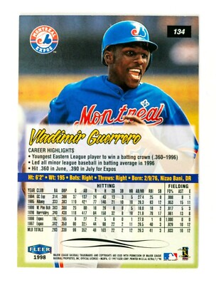 Vladimir Guerrero #134 (1998 Fleer Ultra) Baseball Card, Montreal