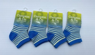 4 pair Baby Toddler Socks Campton & Co light blue yellow stripe
