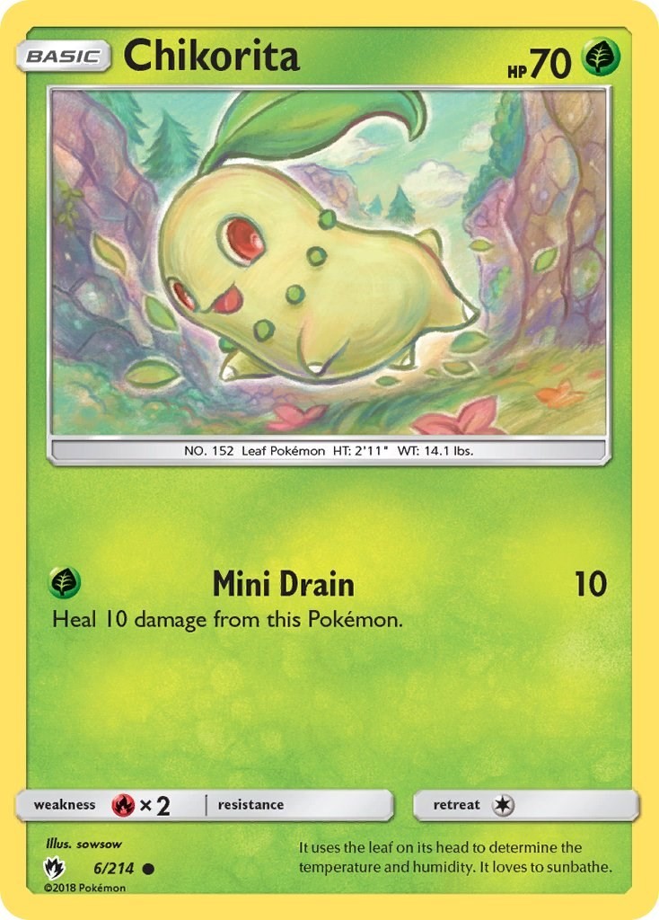 Chikorita (6) (6/214) Common NM SM8 SM - Lost Thunder Pokemon TCG