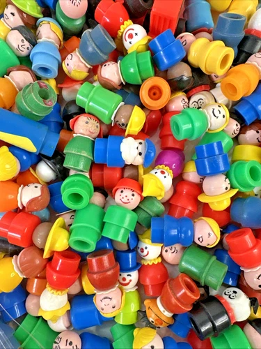 Lot of 339 Vintage Fisher Price Little People Wood Plastic People + car tractor