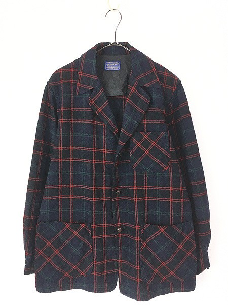 Pendleton 60s Wool Tailored Jacket Black Tartan C… - image 1
