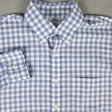 Brooks Brothers Shirt Mens 15.5 Blue Plaid Regent Dress Button Up Long Sleeve