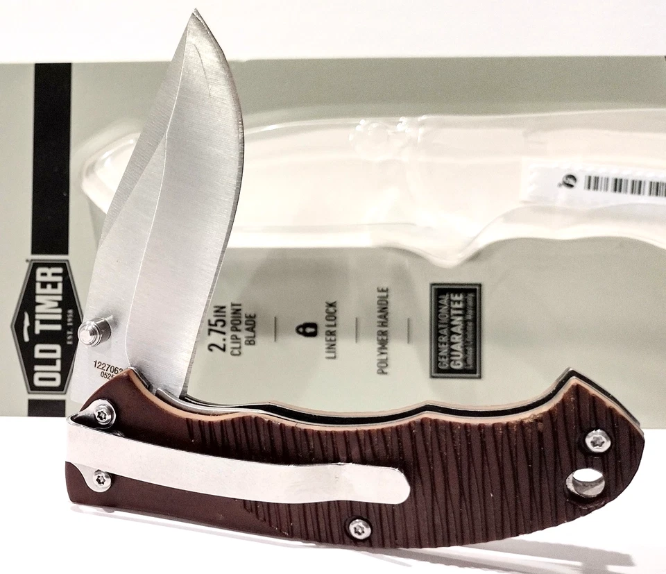 Schrade Old Timer Polymer Delrin Clip Point Blade Linerlock Folding Pocket Knife - Image 2 of 4