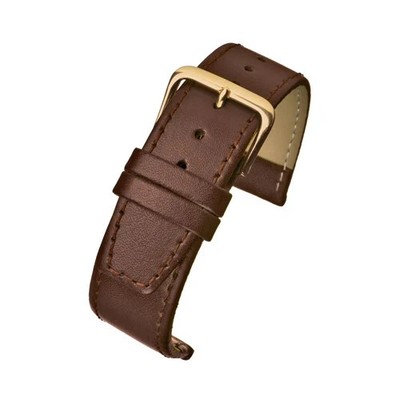 18mm Brown Square End Stitched Leather Watch Strap Fits Most Watches