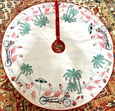 Coastal Collection 50 Inch Flamingo Beach Christmas Tree Skirt - Beaded  VGU