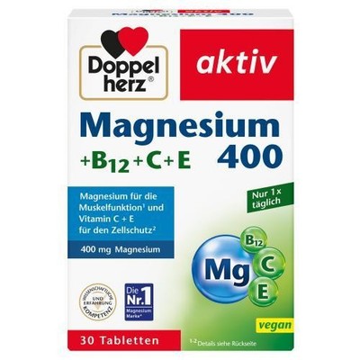 DOPPELHERZ Magnesium 400+B12+C+E Tabletten 30 St
