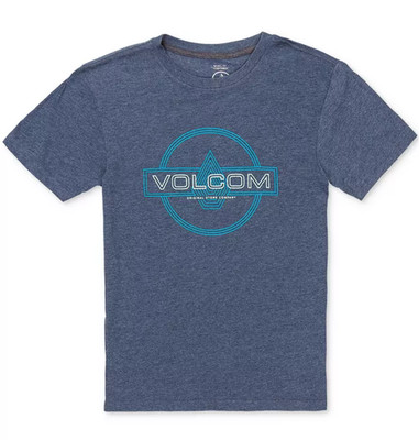 VOLCOM Line Service Short Sleeve T-Shirt sz L Large Heather Navy Modern Fit