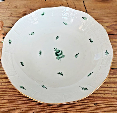 Herend Ungarn 1941 große Schale Apponyi Grün, 29cm, Handmalerei, Goldrand