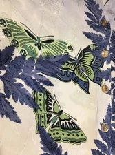 Vtg Citron Santa Monica Silk Butterfly Button Shirt Top L