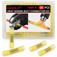20 PCS 8 AWG Heat Shrink Butt Connectors Yellow Heat Shrink Butt Splices-Marine