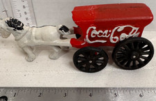 Vintage Cast Iron Coca-Cola Horse Drawn Wagon SEE PHOTOS FREE SHIPPING