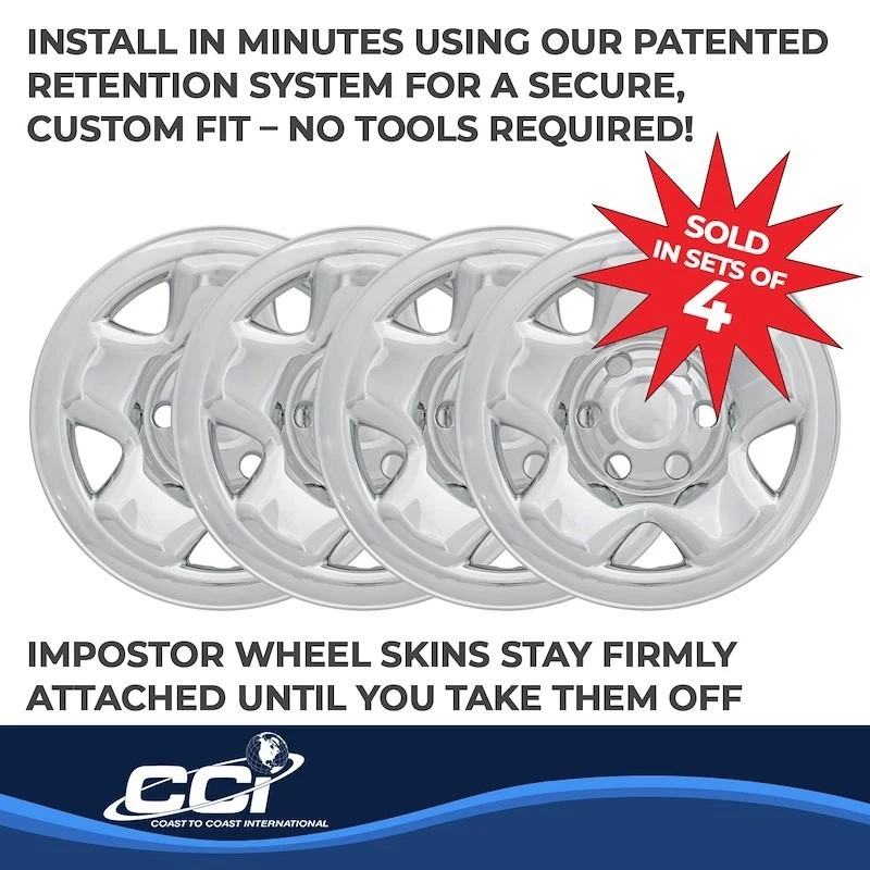 Cubiertas de rueda IMP68X, 16 pulgadas para Toyota Tacoma 2005-2023 cromadas Foto 2 de 4