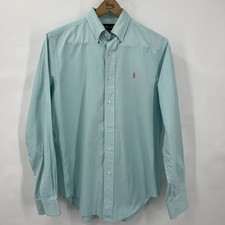 Ralph Lauren Blue-Green Gingham Button Down Long Sleeve Shirt Classic Mens M