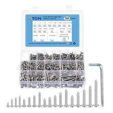 Pan Head Sheet Screws Assortments Steel Self-Tapping Hardware Kit Washed Silver
