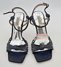 Badgley Mischka Women's 6.5 Estella Satin Diamante-Knot Dress Sandals Sequins