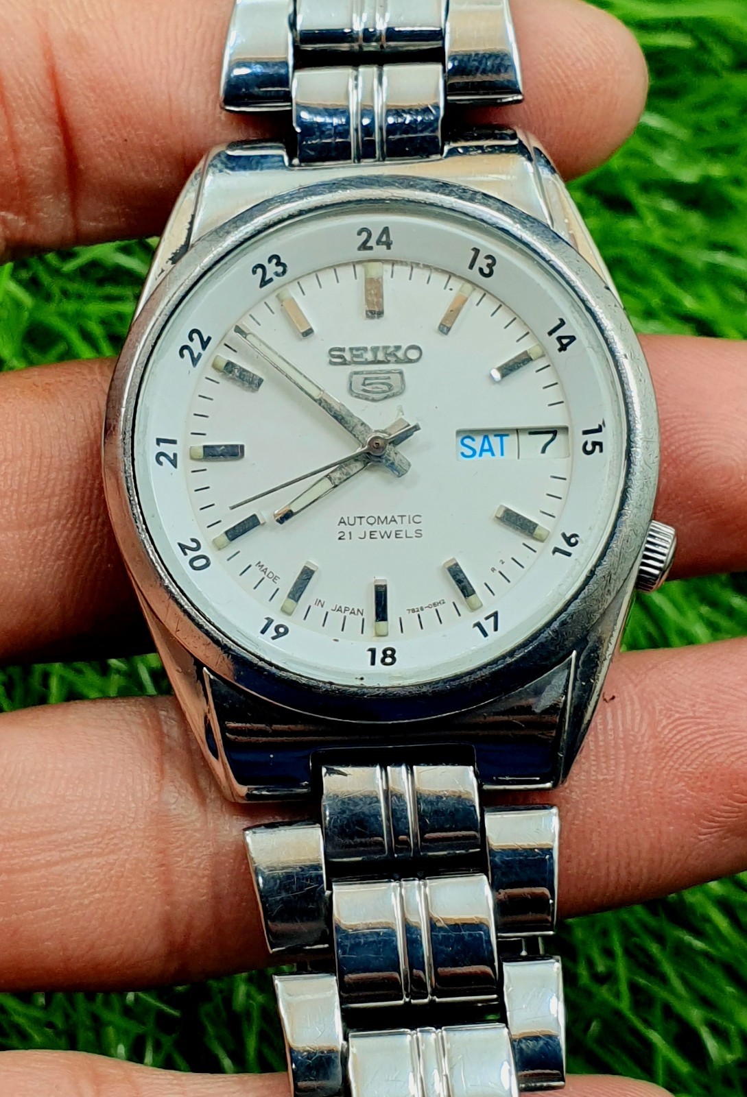 Automatic 5 Of Men Dial Watch Date Japan Jewels 21 Day Seiko White Made Vintage - VintageWatches.PK Automatic 5 Of Men Dial Watch Date Japan Jewels 21 Day Seiko White Made Vintage - vintagewatches.pk