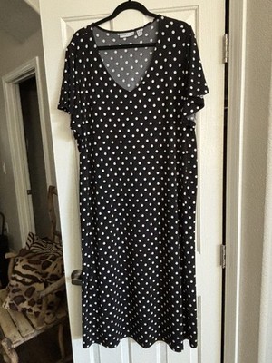 Susan Graver Polka Dot Short Sleeve Midi Dress 2XP