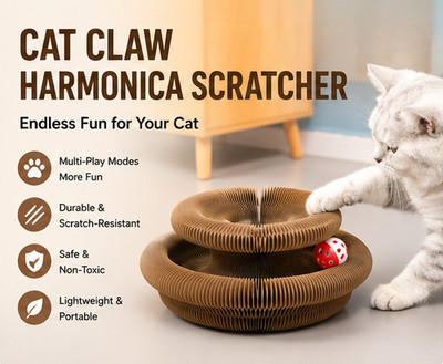 Cat Scratcher Cardboard Interactive Cat Toy Scratch Pad with Ball Foldable Pet T