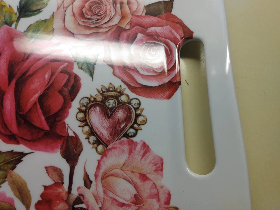 Michel Design Royal Rose Large Rectangular Handled Melamine Serving Tray Roses  - Image 4 of 4