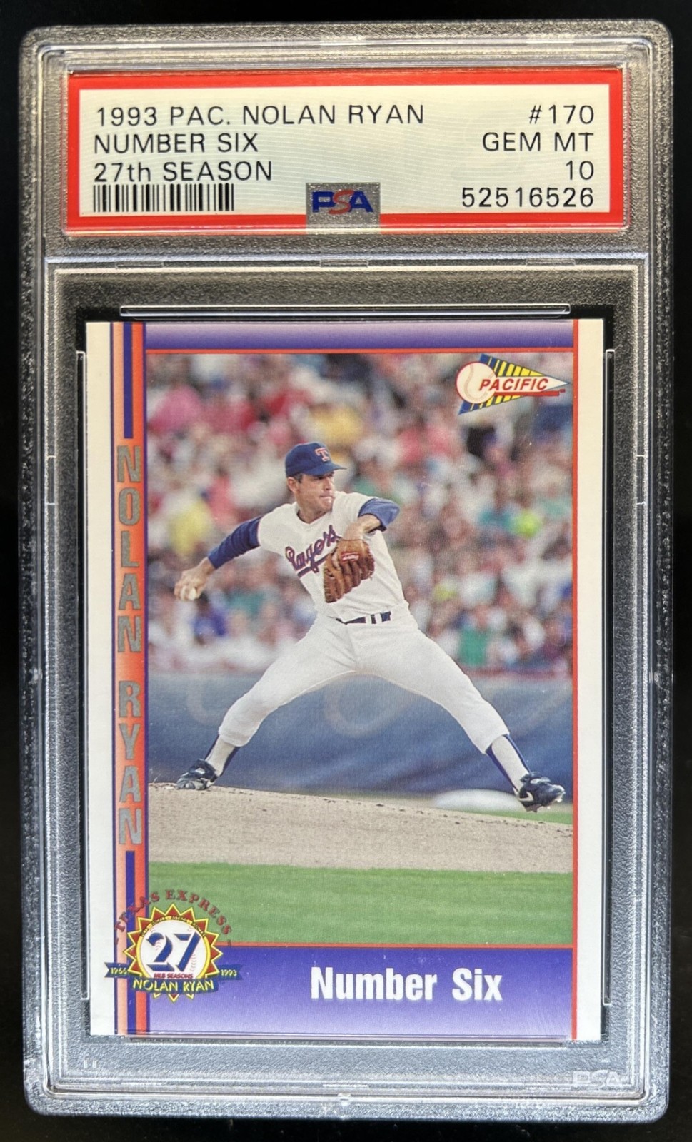 1993 Pacific Nolan Ryan Texas Express Number Six #170 Rangers PSA 10 GEM MINT