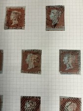 23 Victorian Great Britain Penny Red Stamps Collection on Album Page