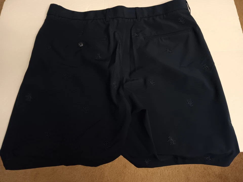 Original Penguin Shorts Men's 34 Blue All Over Print Stretch Golf Flat Front - Image 2 of 4