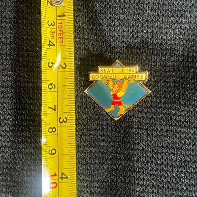 Vintage 90s Seattle Goodwill Games Weightlifting Lion Pin