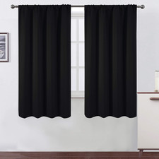 Black Blackout Curtains/42 X 63 Inch/Set of 2 Panels Rod Pocket Room Darkening C