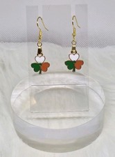 ST Patrick's Day Multicolored  Gold Heart Clover French Hook Fashion Earrings