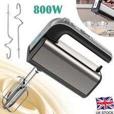 Image of 800W Stainless Steel Hand Mixer Electric Whisk Tool 5 Speeds Plus Turbo Function