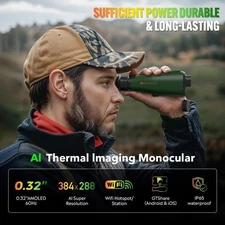 GTGUARD Thermal Monocular AI 384*288 15mm Lens 8X Zoom Thermal Imaging Scope APP