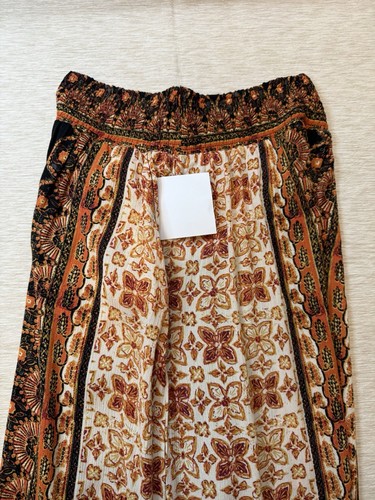 Free People Boho Border Print Smocked Waist Wide Leg Pants Size S (loose fit) - Picture 7 of 17