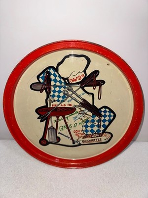 Vtg Metal BBQ Tray Picnic Summer Party Grilling MCM 10.5'' Serving Platter