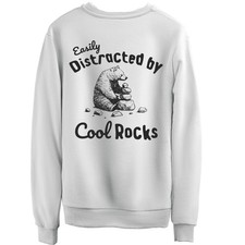 Funny Bear Sweatshirt, Easy Distracted by Cool Rocks, Camping Humor, Vintage St