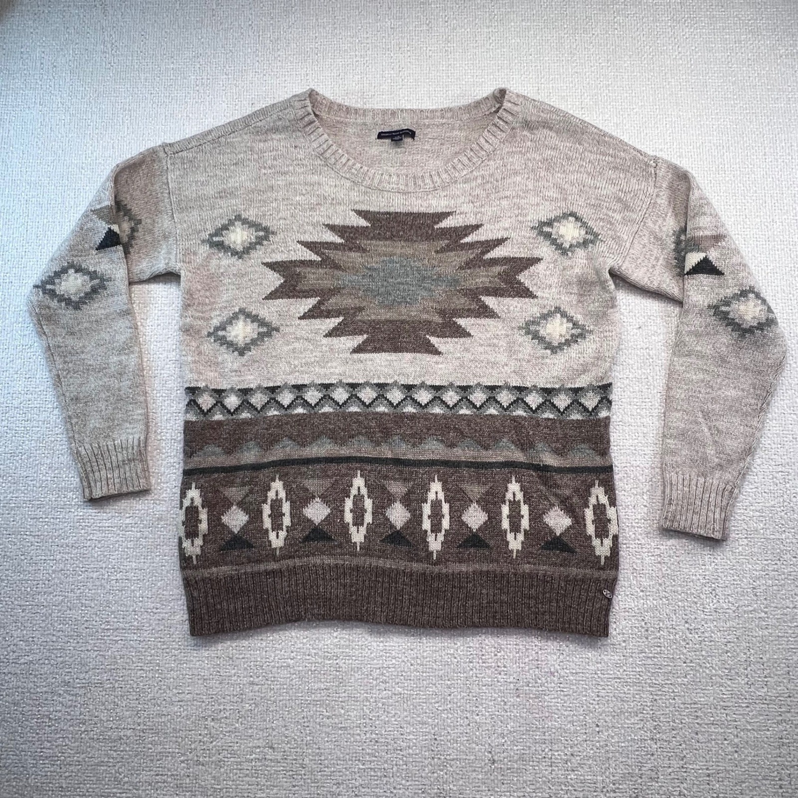 American Eagle Aztec Geometric Pattern Crew Neck … - image 1