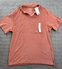 Goodfellow & Co Shirt Mens Large Orange Terry Cloth Johnny Collar Pocket Polo