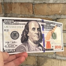 USA 100 One Hundred Dollar Bill Print Men's Leather Bifold Novelty Wallet