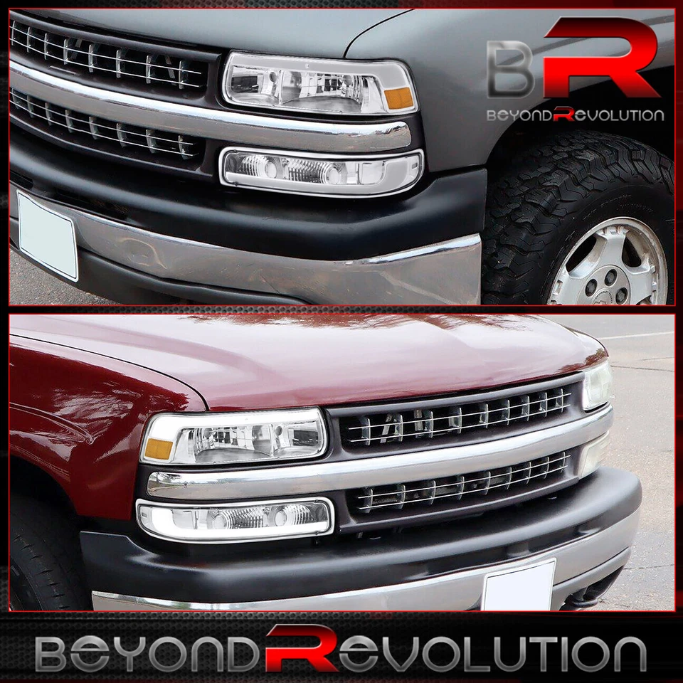 Farol LED DRL cromado + lâmpada de sinalização para 1999-2002 Silverado 1500 2500 HD 3500 - Imagem 2 de 4