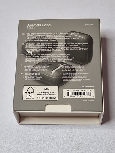 INCASE AirPods Case Metallic 1st 2nd Generation Grey in Colour - New in Box - Picture 6 of 10
