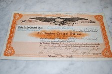Stock Certificate - HUNTINGTON CENTRAL OIL CO. &ndash; CALIFORNIA 1921