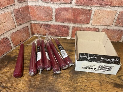 Vintage Taper Candles Burgundy 6  Lot Of 7 Candle-lite Bougie Effilee