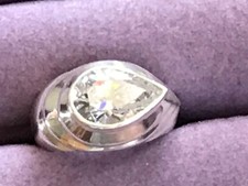 Sterling Silver 925 Pear shaped CZ center stone approx 2.5 carats size 6.5